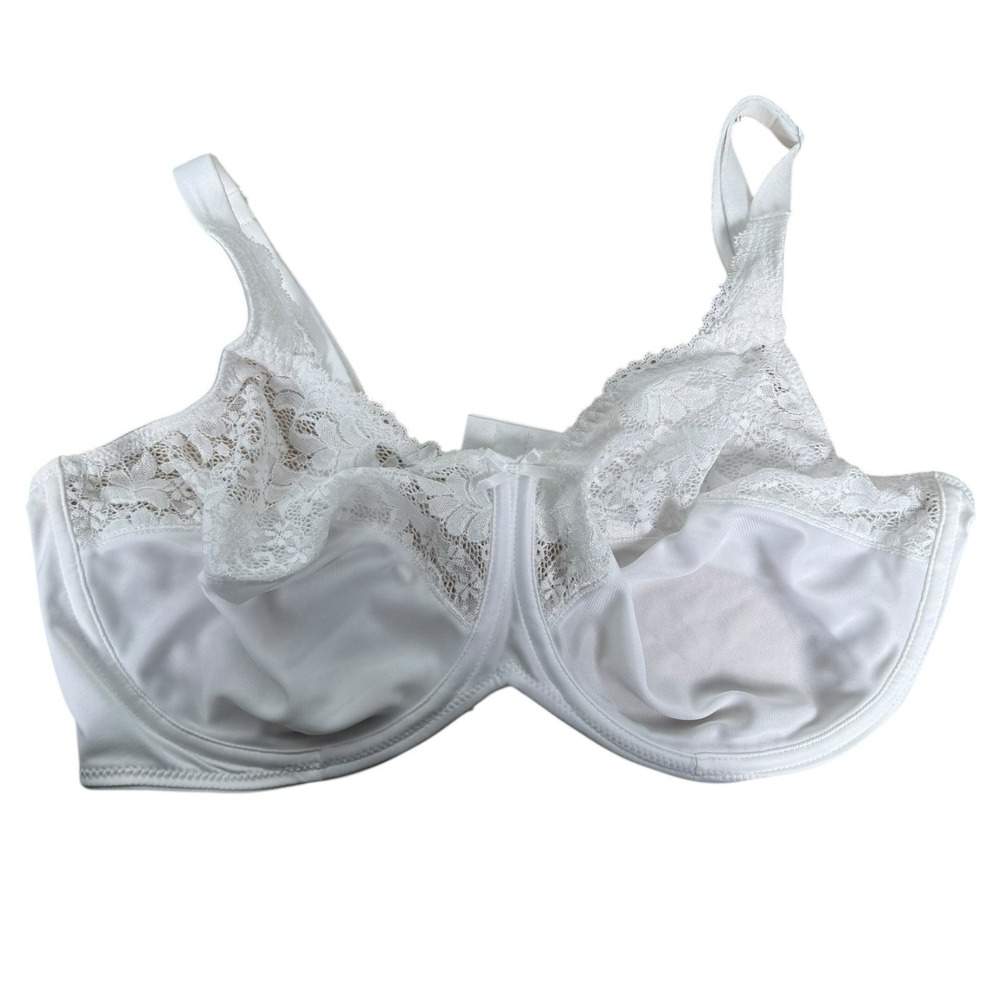 Lilyette Women's Size 42DD White Unlined Floral Lace Minimizer Underwire Bra 197